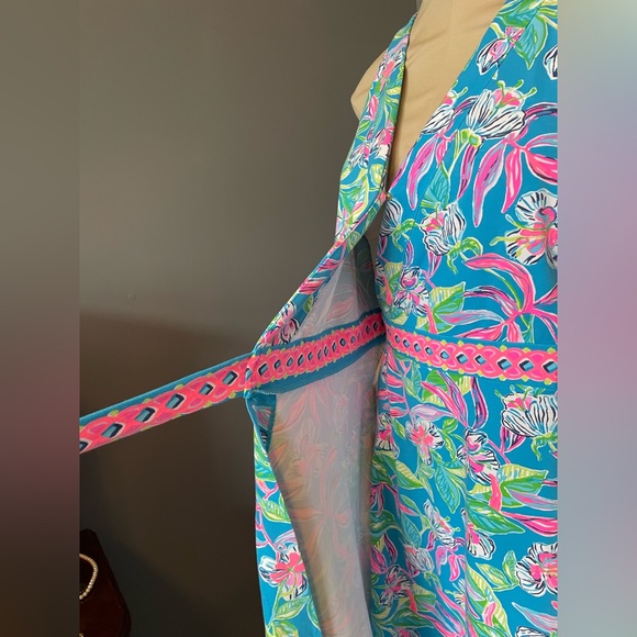 Lilly Pulitzer Clancie Knee length Wrap Dress Turquoise Size Large - Picture 9 of 15